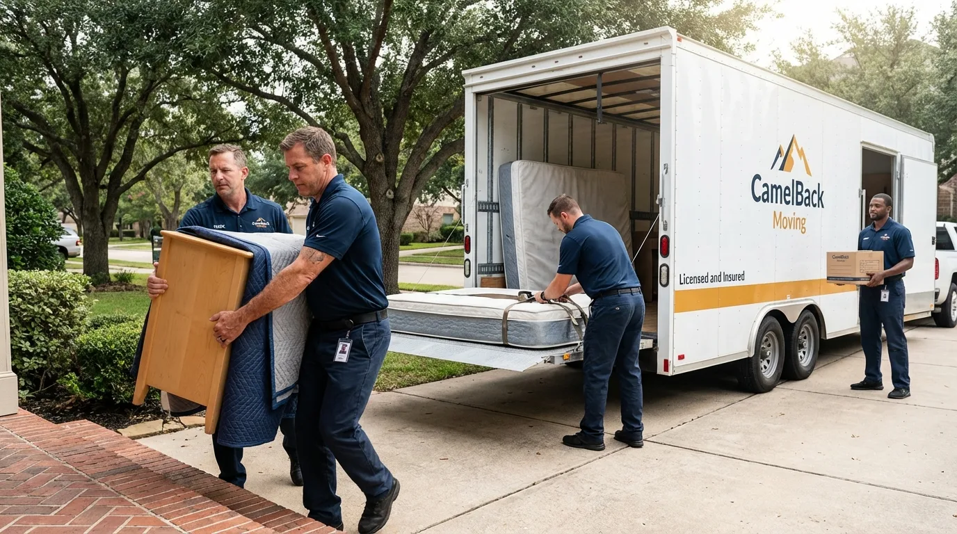 Crew loading residential truck for cross-state move from Lebanon, VA